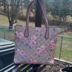 Nine West Pink and Cream Floral Tote
